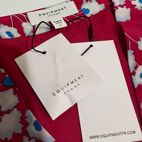 EQUIPMENT New w Tags ! 100% Silk Floral Dress Sz Large - Picture 4 of 15